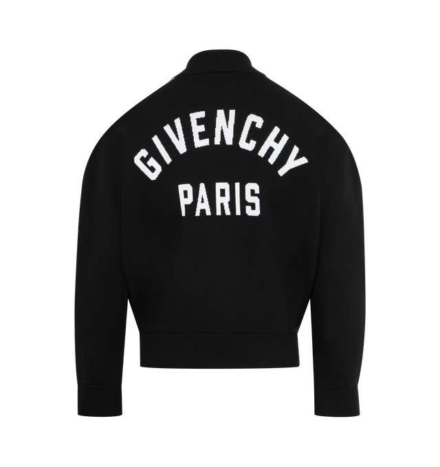 Image 2 of 3 - BLACK - GIVENCHY Couture Seam Zipped Cardigan featuring zip front closure, bomber collar, piping detail at seam and logo on back.  