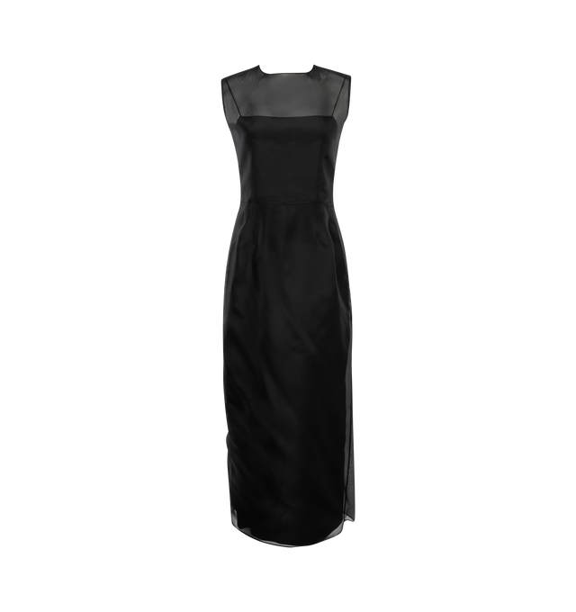 BLACK - GABRIELA HEARST Maslow Dress featuring sheer silk, round neckline, sleeveless, sheath silhouette, full length, center-back slit hem and invisible back zip. 100% silk. Made in Italy.