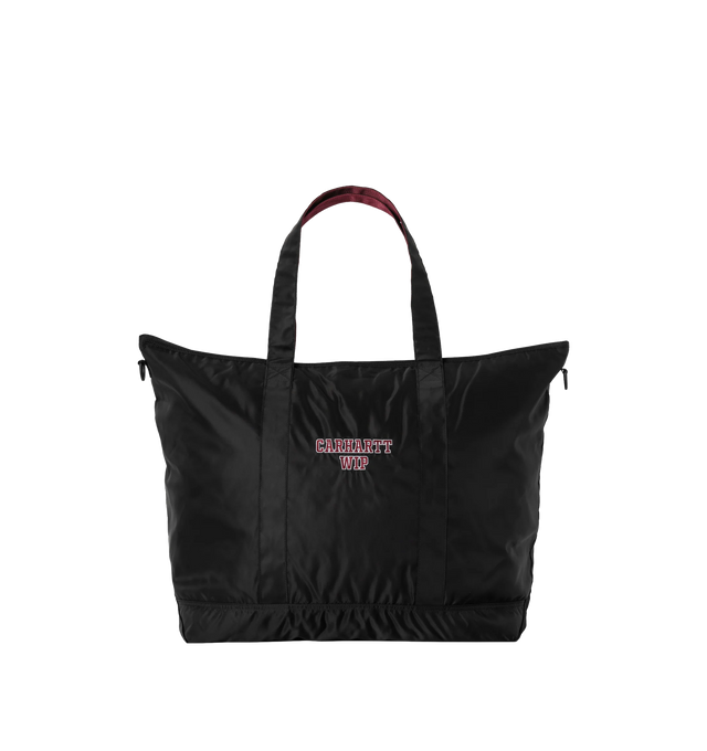 Image 2 of 4 - BLACK - CARHARTT WIP Alumni Tote Bag featuring quilted contrasting lining, top zip fastening, double handles and external pocket. 17.7 x 25.5 x 7 inch. 100% nylon. 