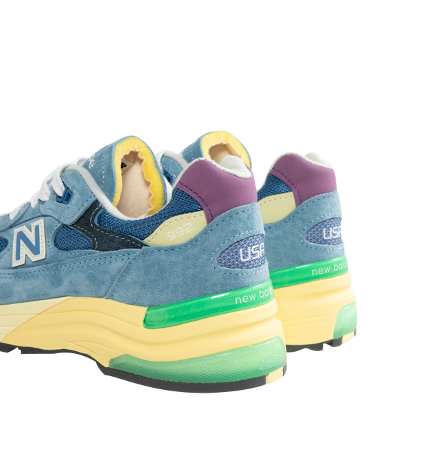 Image 3 of 5 - BLUE - NEW BALANCE Made in USA 992 Sneaker featuring ABZORB cushioning at heel and forefoot, combination ENCAP and C-CAP midsole, reflective accents, mesh upper, suede and synthetic overlays and NDurance rubber outsole. 