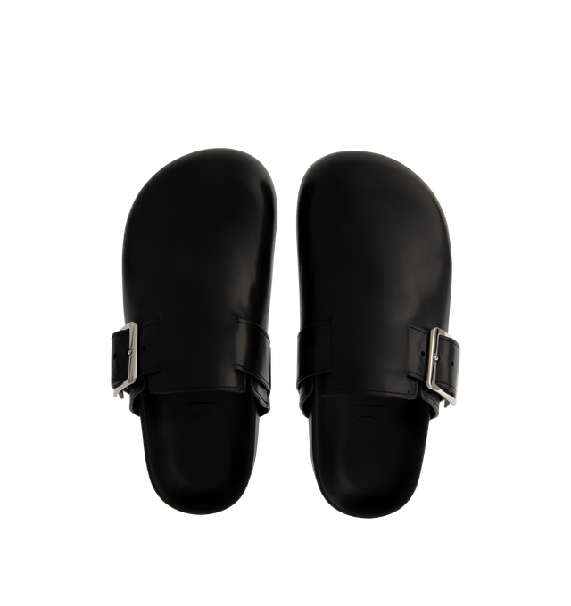 Image 4 of 4 - BLACK - LOEWE Ease Buckle Mule featuring the signature LOEWE square buckle, 25mm heel, embossed LOEWE on the buckle, moulded ergonomic fussbett in leather and embossed Anagram rubber outsole. Calfskin. 