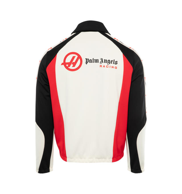 Image 2 of 3 - BLACK - PALM ANGELS Paxhaas Track Jacket featuring zipper closure, patch monogram on front, logo embroidered on back and color block throughout. 100% polyester. 100% polyamide.  