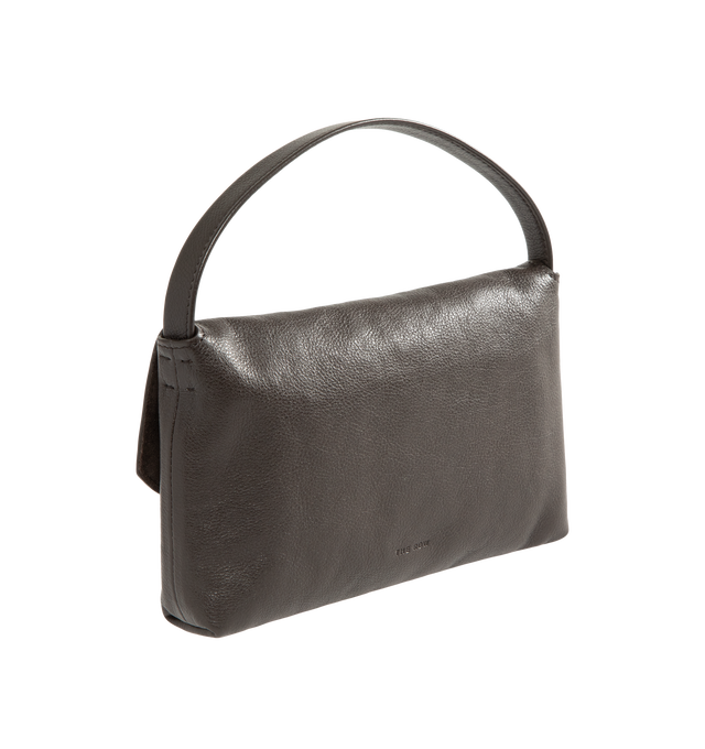 Image 2 of 3 - BROWN - The Row Sally Bag is crafted from waxed calfskin leather and features a compact top-handle silhouette with a flat handle, a flap closure, and a leather-covered button for a clean, minimalist finish. This designer leather handbag combines exceptional Italian craftsmanship with timeless elegance, making it an effortless choice for carrying everyday essentials. Main Material: 100% Calfskin Leather. Lining: 100% Lambskin Leather. Dimensions: 7.1 x 4.7 x 1.2 in. Made in Italy 