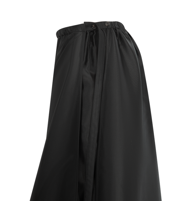 Image 3 of 3 - BLACK - BOTTEGA VENETA Washed Twill Skirt featuring midi length, gathered to one side, wrap style and button closure. Made in Italy. 