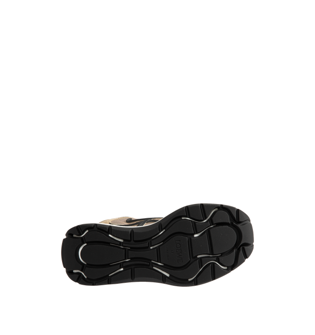 Image 4 of 5 - NEUTRAL - Loewe Men's Pogo Sneakers are crafted from technical knit and suede and feature a bold silhouette with a layered upper and textured two-piece sole. Designed with double laces, the signature L monogram at the side. Main Material: Technical Knit and Suede. Lining: Technical Fabric. Sole: Rubber. Heel Height: 4 cm. Made in Italy. 