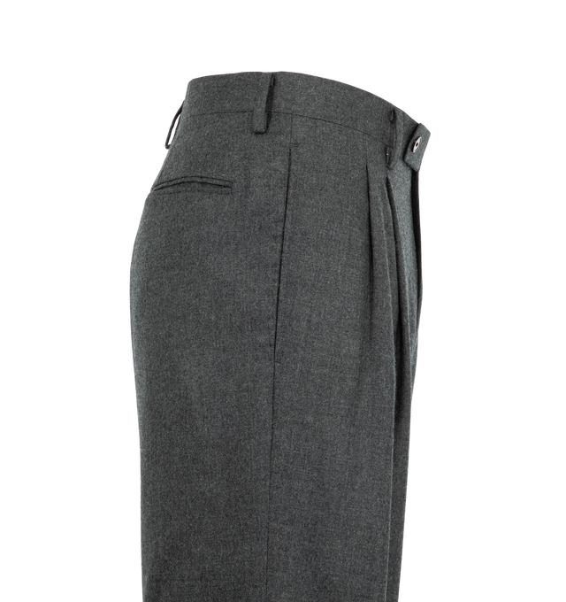 Image 3 of 3 - GREY - Auralee Men's Super Light Wool Two-Tuck Slacks are crafted from lightweight wool velvet with a subtle luster and a smooth, supple hand. Finished with two front tucks, these trousers are cut in a relaxed fit with a wide leg. Wool 100%. 