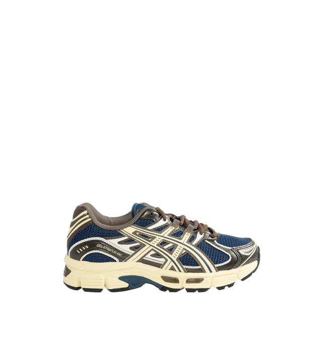 Image 1 of 5 - BLUE - ASICS Mens GEL-STRATUS MC Sneakers feature a breathable air mesh upper with synthetic leather overlays inspired by the GEL-STRATUS 4 running shoe. Designed with rearfoot GEL technology for enhanced cushioning, a GEL-JOG MC-inspired midsole, lace-up closure, and a durable rubber outsole. Upper: Air Mesh and Synthetic Leather; Midsole: Rearfoot GEL Technology; Outsole: Rubber. Imported 