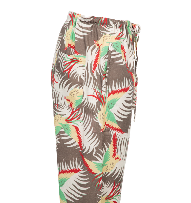 Image 3 of 4 - MULTI - BODE Sun Conure Pajama Pants featuring drawstring waist, wide leg and printed with an oversized tropical-bird pattern. 100% cotton. Made in India. 