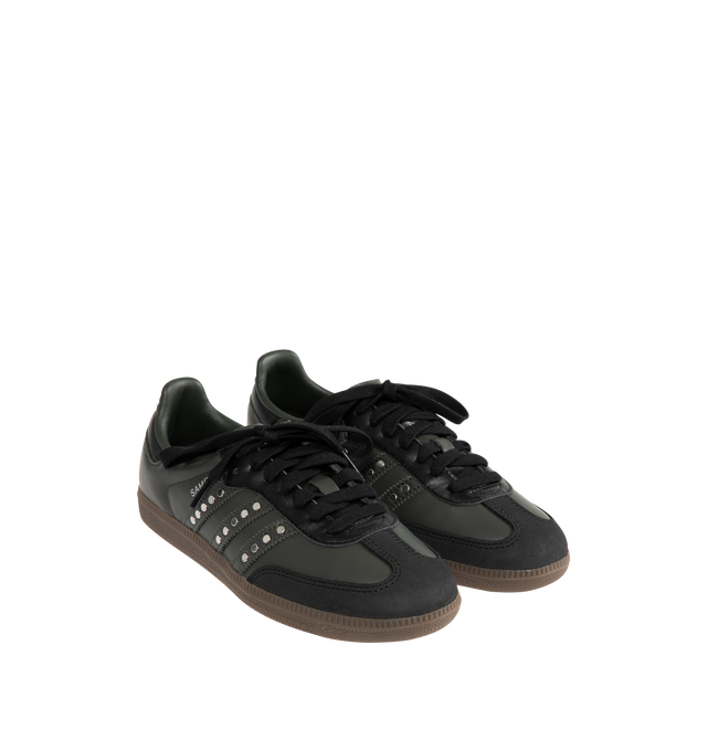 Image 2 of 5 - BLACK - ADIDAS Samba OG Sneaker featuring regular fit, lace closure, leather upper, studded three stripes and rubber outsole. 