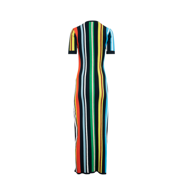 Image 2 of 2 - MULTI - THE ELDER STATESMAN Unrugby Stripe Maxi Dress featuring slim-fit, ankle-length, short sleeves and a seasonal stripe pattern. 70% viscose, 30% polyester. Made in Italy. 