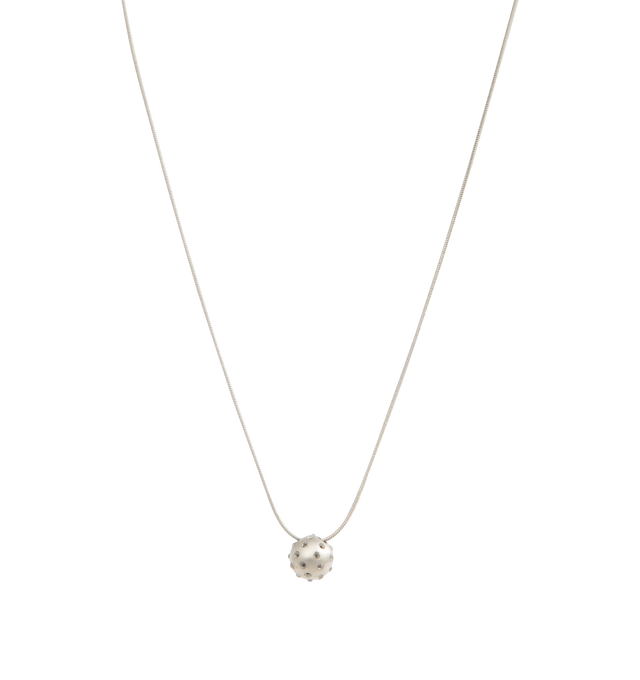 Image 1 of 2 - SILVER - Rick Owens Men's SS26 Temple Mini Orb Pendant is crafted from brass with faceted glass stone accents. Features a miniature orb pendant adorned with faceted hematite-style stones suspended from a snake chain necklace. Finished in a semi-shiny brushed palladium finish. Main Material: 100% Brass; Insert: 100% Glass. Made in Italy. 