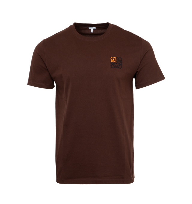 BROWN - LOEWE Anagram T-Shirt has a crew neck, signature Anagram logo, and short sleeves. 100% cotton. Made in Portugal. 