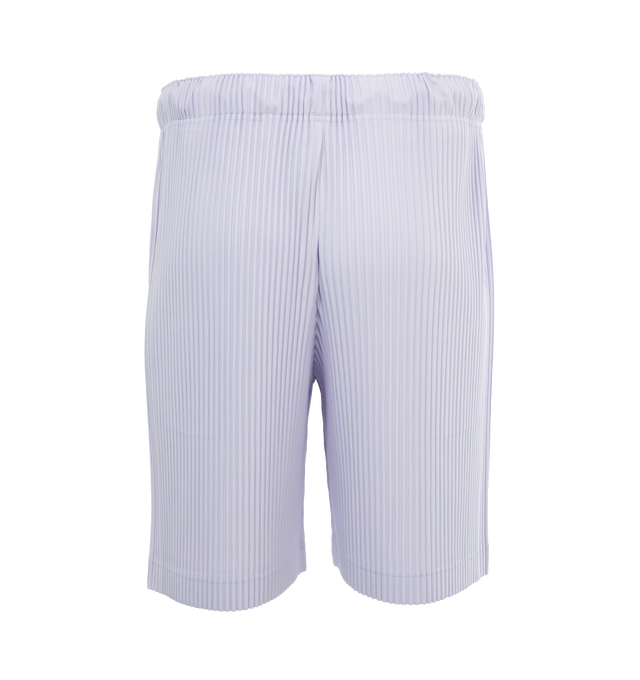 Image 2 of 4 - PURPLE - ISSEY MIYAKE Pants featuring a relaxed, wide leg, two side pockets, and an elastic drawstring waist. 100% polyester. 