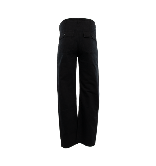 Image 2 of 3 - BLACK - NOAH Pleated Fatigue Pants featuring patch pockets on front with pleat, zip-fly and button-closure and patch flap pockets with button-closure on back. 100% cotton Japanese twill. Made in Portugal. 