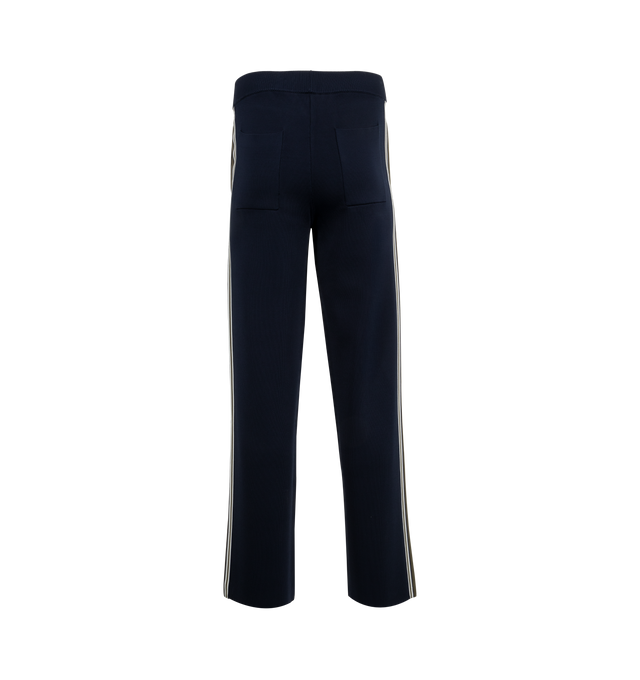 Image 2 of 3 - WHITE - Wales Bonner Tide Track Pants featuring knit viscose-blend, rib-knit elasticized waistband, four-pocket styling, logo embroidered at front and stripes at outseams. 75% viscose, 23% polyester, 2% nylon. 