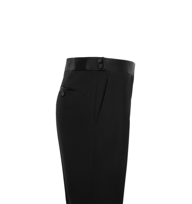 Image 3 of 3 - BLACK - Tom Ford Women's Sharp Grain De Poudre Tailored Tuxedo Straight Pants are tailored from sharp grain de poudre fabric and feature a straight-leg silhouette inspired by classic tuxedo dressing. Designed with a refined, streamlined fit, these trousers reflect Tom Fords precise approach to tailoring and eveningwear. Main Material: Sharp Grain De Poudre Wool Fabric. 