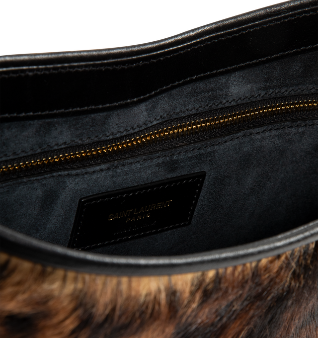Image 3 of 3 - BROWN - SAINT LAURENT Le 5  7 Hobo Bag in Pony Hair Leather featuring leather tab closure, an interior zipped pocket and adjustable shoulder strap. 9 x 6.2 x 2.5 inches. Calfskin. Made in Italy. 