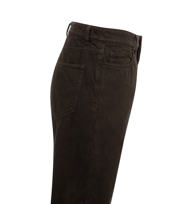 Image 3 of 3 - BROWN - The Row Men's Carlisle slim-fit jean in brushed cotton with classic 5-pocket construction. and zipper fly closure. 100% Cotton. Made in Japan. 