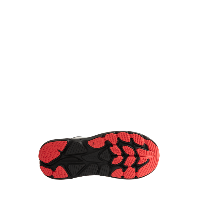 Image 4 of 5 - NEUTRAL - Hoka Men's Clifton 11 GTX Running Sneakers feature a closed-mesh upper with a GORE-TEX Invisible Fit membrane and PFC-free water-repellent treatment. An adjustable speed-lace system with toggle, reflective details, a compression-molded EVA midsole, and a Durabrasion rubber outsole with forefoot traction pods complete the weather-ready design. Upper: Mesh with GORE-TEX Membrane. Midsole: EVA Foam. Sole: Rubber. Heel-to-Toe Drop: 8 mm. 