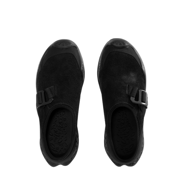 Image 5 of 5 - BLACK - HOKA Ora Primo EXT Shoe featuring a suede upper, G-hook closure that cinches down reflective webbing, scratch rubber toe and heel details, metal hardware, neoprene collar lining and dual-layer EVA midsole. 