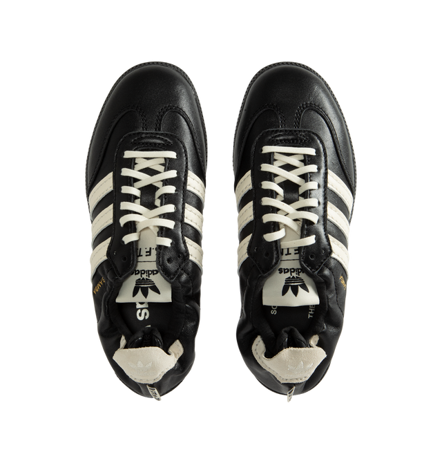 Image 5 of 5 - BLACK - Adidas Originals Men's Samba OG SFTM Shoes are crafted from premium leather and feature a classic low-profile silhouette with lace-up fastening and signature Samba styling. Designed with a smooth textile and synthetic lining for comfort and a durable rubber outsole for everyday traction, this versatile sneaker blends timeless sport heritage with contemporary appeal. Main Material: Leather Upper. Lining: Textile and Synthetic Materials. Outsole: Rubber. 