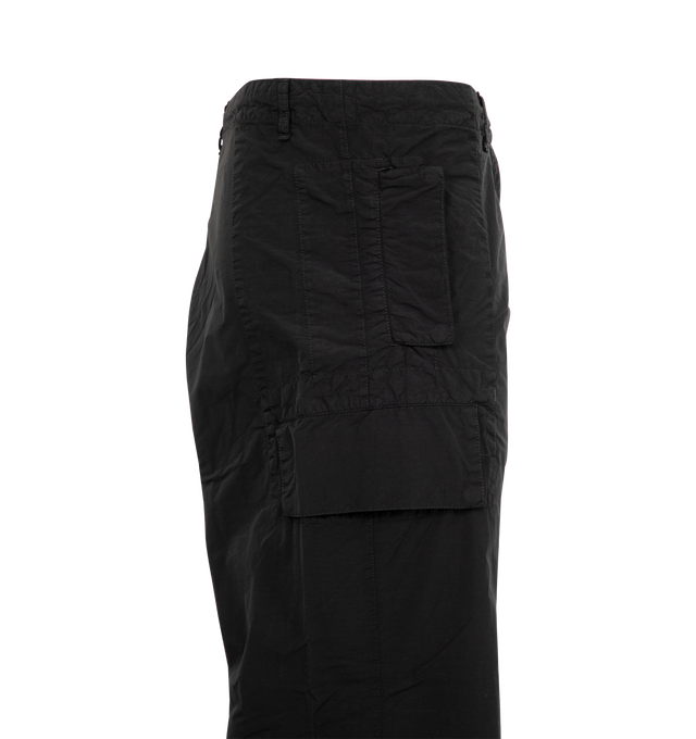 Image 3 of 4 - BLACK - C.P. Company Flatt Nylon Loose Utility Cargo Pants featuring three-pocket styling, zip-fly, cargo pocket at outseam, acetate lens at outseam, tucks at knees and logo patch at back pocket. 100% polyamide. 