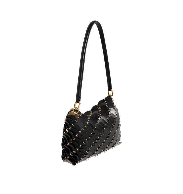 Image 2 of 3 - BLACK - Paco Rabanne Pochette Mesh Bag has an open top and a leather shoulder strap.  