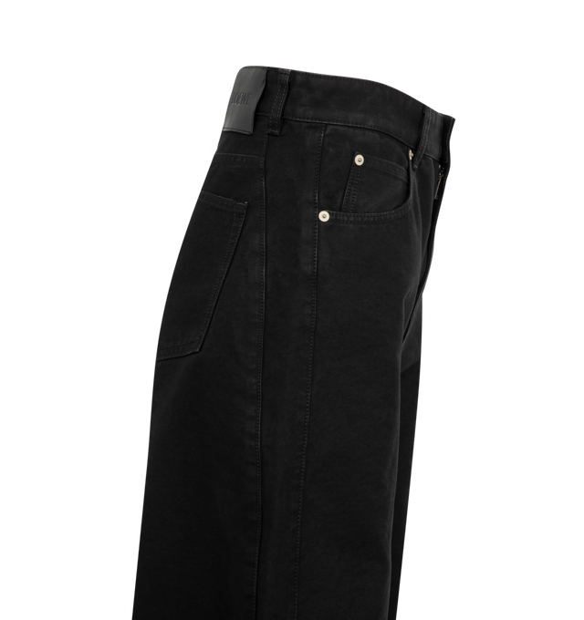 Image 3 of 3 - BLACK - Loewe Barrel Trousers in medium-weight garment-dyed cotton twill featuring a balloon silhouette with darts at the knees. Regular fit, regular length, mid waist, loose leg with concealed zip fly, five pocket style and LOEWE embossed leather patch placed at the back. Made in Italy. 