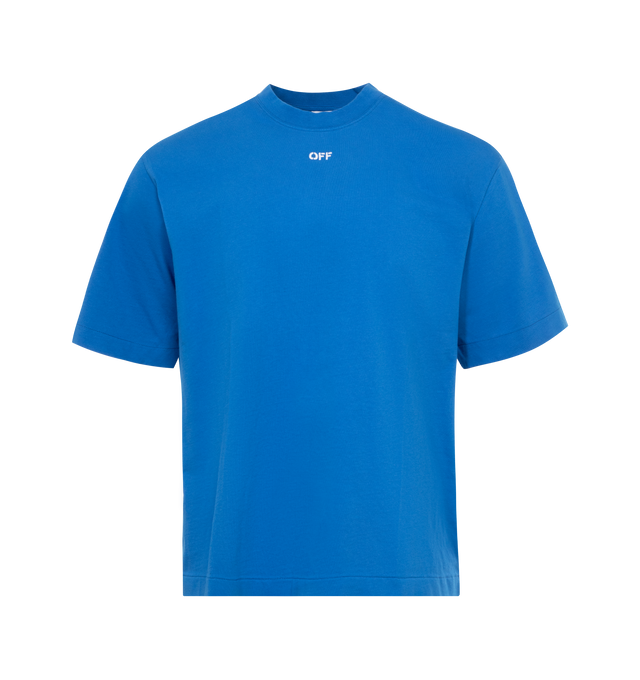 BLUE - OFF-WHITE Logo-Print Cotton-Jersey T-Shirt made from comfortable cotton-jersey and stamped with "OFF" logo in the center chest. 100% cotton.