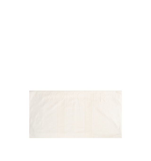 Image 2 of 3 - NEUTRAL - MONCLER Logo Cotton Beach Towel featuring terry texture and logo detail. 100% cotton. Made in Portugal. 