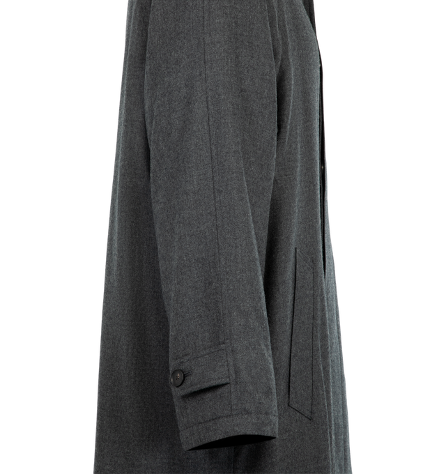 Image 3 of 3 - GREY - Auralee Men's Super Light Wool Padded Coat is crafted from a wool velvet made from high-quality wool material. The Coat features a relaxed fit, lining, minimal padding, and a smooth light feel that is perfect for autumn or winter.   