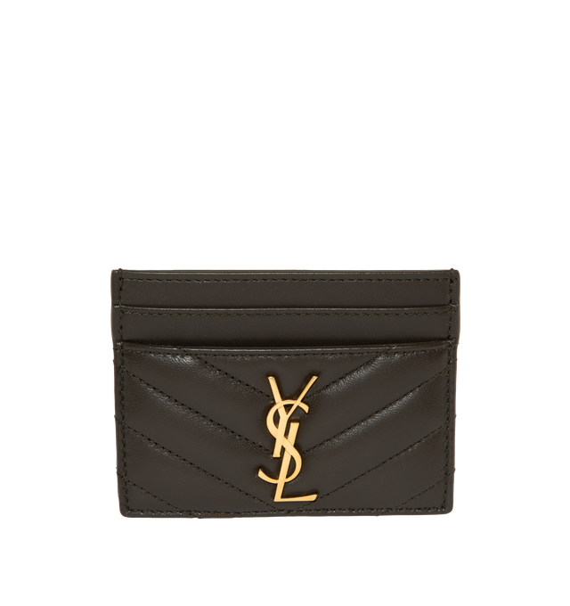 Saint Laurent Black Gold Monogram Leather Card Holder