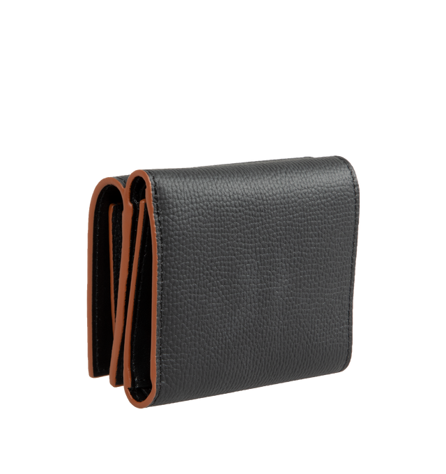 Image 3 of 3 - BLACK - LOEWE Anagram Trifold Wallet featuring six card slots and one large pocket, coin compartment, Anagram snap button closure and calfskin lining. 3.1 x 4 x 1.5 inches. Pebble grain calfskin. 