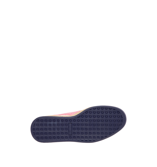 Image 4 of 5 - MULTI - PUMA x NAHMIAS Suede Crochet Sneakers featuring a distressed leather formstrip and trim, crochet laces, PUMA x Nahmias friendship lace beads, Let's Be Friends" printed on the inner lining and rounded toe. 