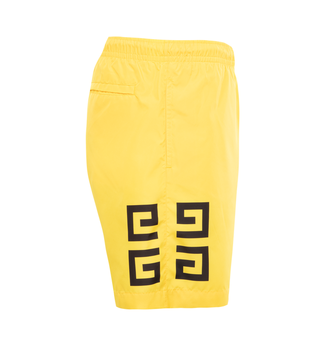 Image 3 of 3 - YELLOW - GIVENCHY 4G NYLON LONG SWIMWEAR are made with recycled nylon with Givenchy 4G contrasted print, two side pockets, one back welt pocket and elastic waist. 100% polyester. Lining: 100% polyester. 