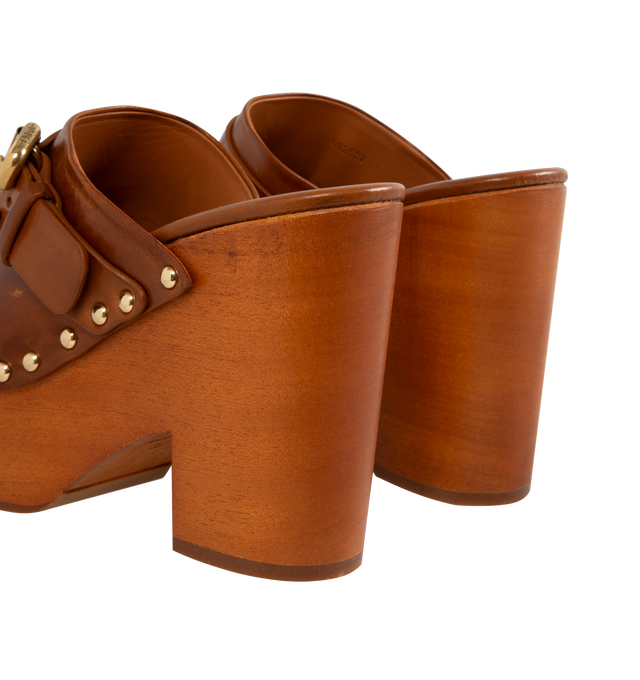 Image 3 of 4 - BROWN - Chloe Jeannette Clog with 6cm heel. 100% Calfskin Leather, 100% Cowhide.Made in Spain. 