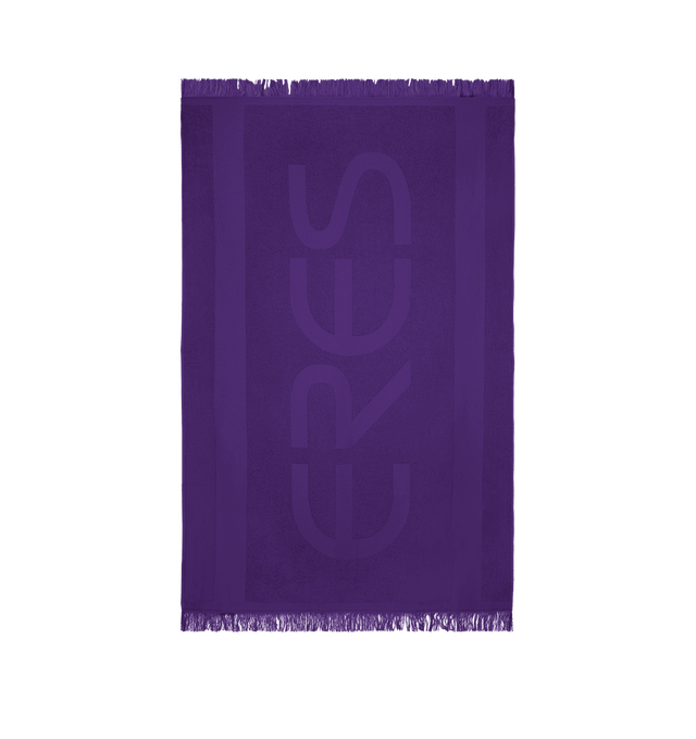 Image 1 of 4 - PURPLE - ERES Petite Beach Towel featuring ERES branded beach towel with side fringes. Dimensions: 100x160cm. 100% Cotton. Made in France.  