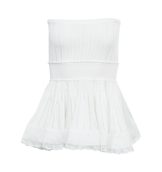 Image 4 of 4 - WHITE - ALAIA Crinoline Top featuring detachable spaghetti straps, square or bustier neckline and cinched at the waist by a ribbed band. 100% viscose. Made in Italy. 