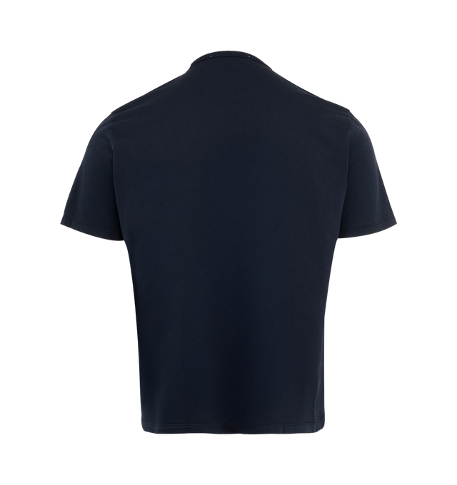 Image 2 of 2 - NAVY - OUR LEGACY New Box T-shirt featuring cotton jersey, boxy-fit, rib-knit crewneck, logo flag at side seam and overlock stitching at shoulders. 100% cotton. Made in Portugal. 