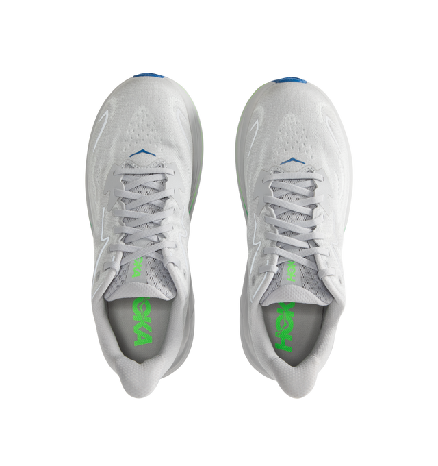 Image 5 of 5 - WHITE - HOKA Clifton 10 Sneaker featuring jacquard knit, reflective upper details, smooth MetaRocker, rearfoot-focused Active Foot Frame, CMEVA midsole, molded EVA sockliner and inherently durable abrasion rubber. 