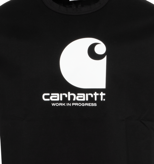 Image 2 of 2 - BLACK - JUNYA WATANABE X CARHARTT featuring printed logo on front, short sleeves, crewneck and straight hem. 100% cotton. 