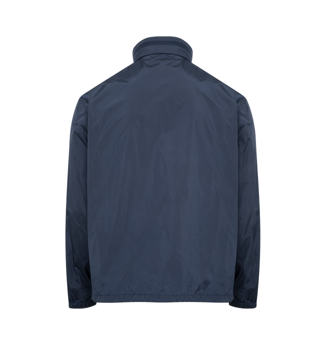 Image 2 of 3 - NAVY - SAINT LAURENT Jacket featuring zip front closure, drawstring hem, front zip pocket, stand collar with concealable hood and elastic cuffs. 
