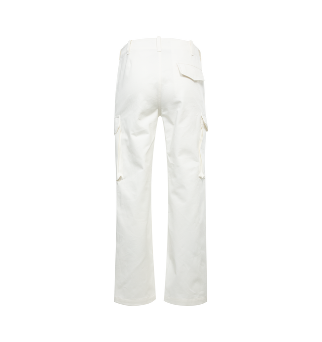 Image 2 of 3 - WHITE - NILI LOTAN Leofred Cargo Pant featuring flat front, mid-rise, relaxed straight leg, cargo pocket details, back pocket flaps and hidden button closure. 98% cotton, 2% elastane. Made in USA. 
