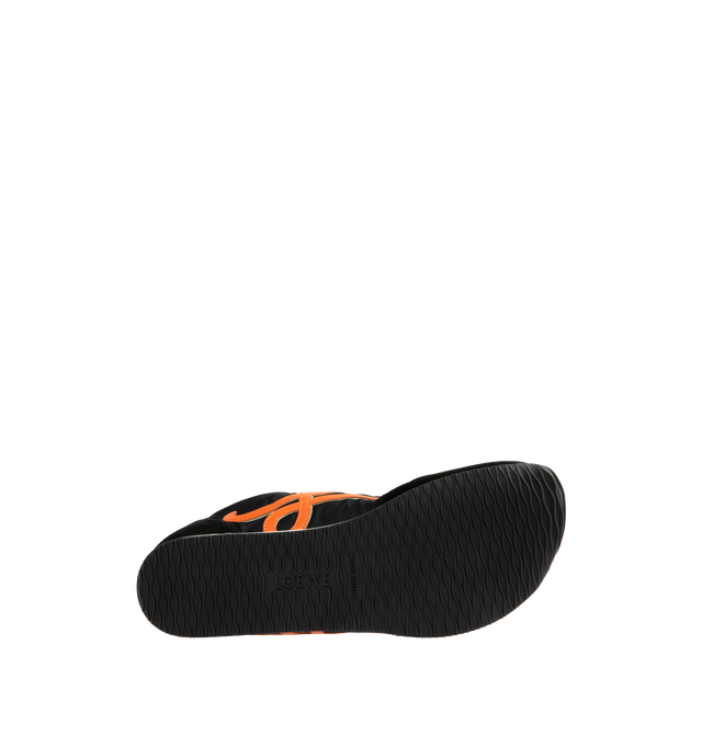 Image 4 of 5 - BLACK - LOEWE Ballet Runner 2.0 in nylon and calfskin featuring a hand-finished Louis Wain cat lace charm, asymmetrical toe shape, sock-like internal structure, a lightweight rubber outsole that extends to the toecap, shadow-effect L monogram at the side, embossed Anagram on the tongue and injected rubber LOEWE on the heel tab. Nylon/calf. Made in Italy. 