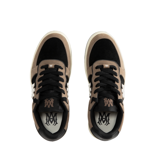 Image 5 of 5 - BROWN - Amiri Men's Newport Sneaker is crafted on a patinated two-tone leather and suede material on a rubber sole illustrated with the MA icon.  