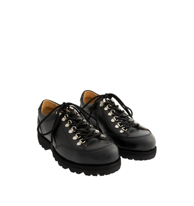 Image 2 of 4 - BLACK - Kaptain Sunshine Montana Shoes are crafted from premium cow leather and feature a special-order interpretation of Paraboot's iconic Montana low-cut climbing boot. Combining rugged outdoor inspiration with refined craftsmanship, this collaboration is finished with a durable rubber sole for everyday comfort and traction. Main Material: Cow Leather. Sole: Rubber. Made in Spain. 