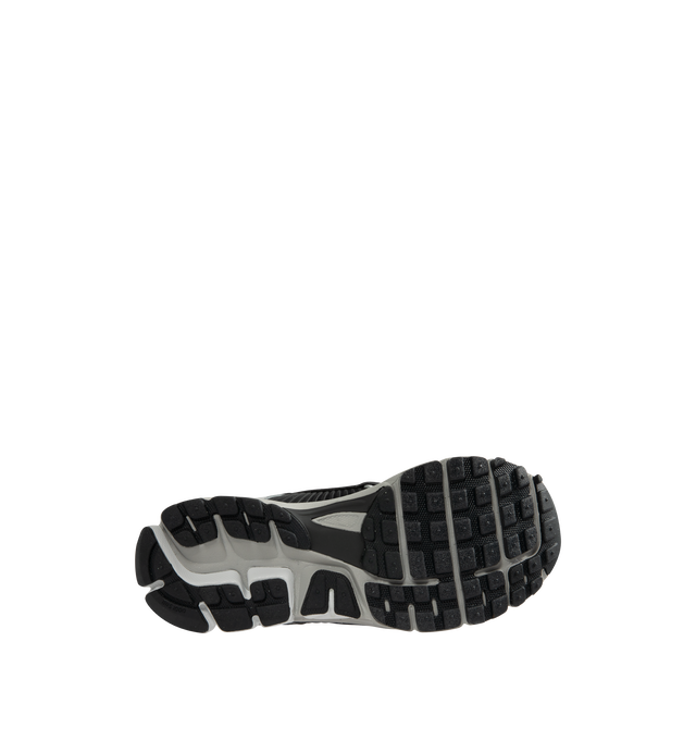 Image 4 of 5 - GREY - NIKE Zoom Vomero 5 Sneaker featuring real and synthetic leathers on upper, mesh panels and ventilation ports on heel, snappy and responsive, Air Zoom cushioning, plastic caging on side and rubber outsole. 