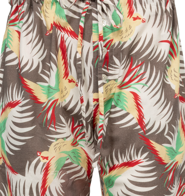 Image 4 of 4 - MULTI - BODE Sun Conure Pajama Pants featuring drawstring waist, wide leg and printed with an oversized tropical-bird pattern. 100% cotton. Made in India. 