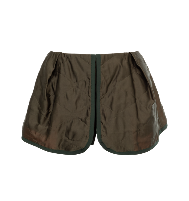 Image 1 of 4 - BROWN - SACAI Satin Quilted Shorts featuring two side pockets, zipper closure, quilted and wide legs. 