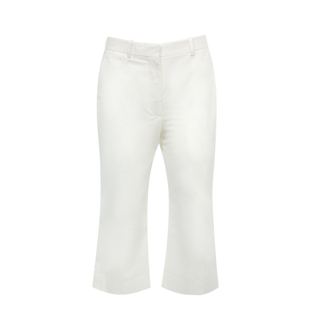 Image 1 of 3 - WHITE - THE ROW Gandine Pants featuring concealed front hook and zip closure, belt loops, two side pockets and two back pockets. 95% cotton, 4% cashmere, 1% elastane. Lining: 100% silk. Made in Italy. 